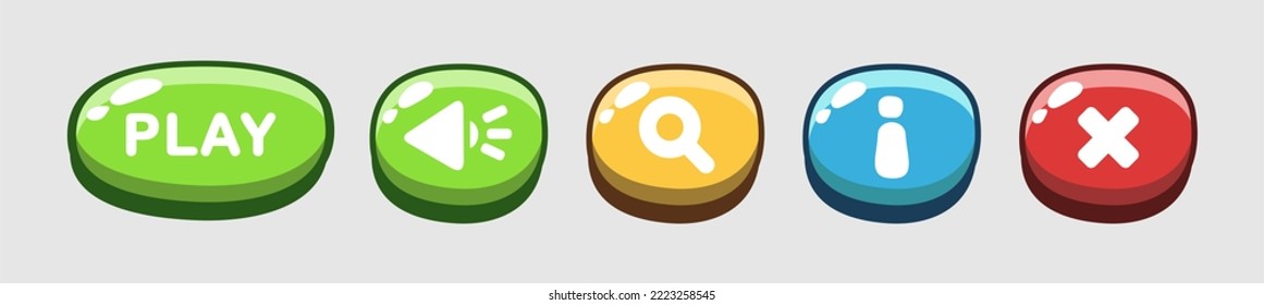 Tool bar game button set vector design