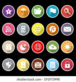 Tool bar icons with long shadow, stock vector