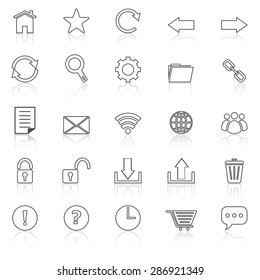 Tool bar line icons with reflect on white, stock vector