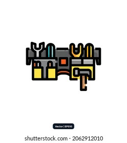 Tool Belt Icon. Construction Related Vector Icons. Building, Construction, And Home Repair Tools Icon Concept. Vector EPS10