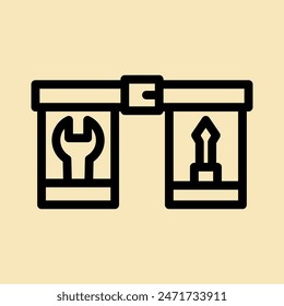 tool belt line icon illustration vector graphic. Simple element illustration vector graphic, suitable for app, websites, and presentations isolated on white background