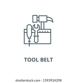 Tool belt,hammer screw vector line icon, linear concept, outline sign, symbol