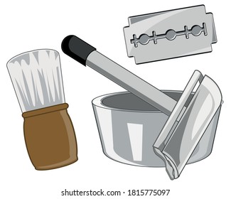 Tool and blade with shaving brush for shaving