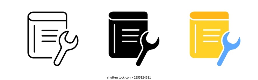 Tool with book set icon. Tick, bookmark, reading list, marker, library, ebook, education, text book, literature. Author concept. Vector icon in line, black and colorful style on white background