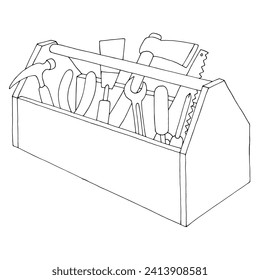Tool box black white isolated graphic illustration vector