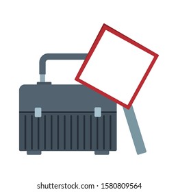 tool box and blank warning sign icon over white background, vector illustration