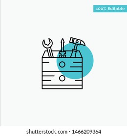 Tool, Box, Carpenter, Tools turquoise highlight circle point Vector icon. Vector Icon Template background