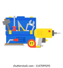 tool box and equipment icon, maintenance and repair service concept, flat design