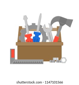 tool box and equipment icon, maintenance and repair service concept, flat design