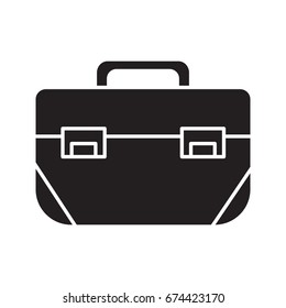 Tool box glyph icon. Silhouette symbol. Negative space. Construction toolkit. Vector isolated illustration