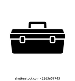 Tool box icon. Black silhouette. Front view. Vector simple flat graphic illustration. Isolated object on a white background. Isolate.