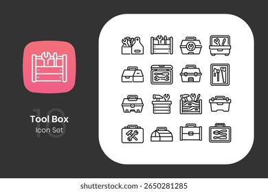 Conjunto de diseño de icono de caja de herramientas