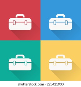 tool box icon , flat design on 4 color background