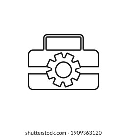 Icono de caja de herramientas con engranaje, ilustración vectorial