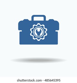 Tool box icon with gears. 