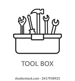 tool box icon. line vector icon on white background. high quality design element. editable linear style stroke. vector icon. 