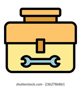 Tool box icon outline vector. Home repair. Work drill color flat