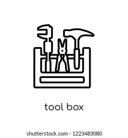 Tool box icon. Trendy modern flat linear vector Tool box icon on white background from thin line Construction collection, editable outline stroke vector illustration