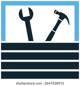 Tool box icon vector, a symbol of repair, maintenance, and DIY projects. Perfect for themes of home improvement, craftsmanship, professional services, and handy work.