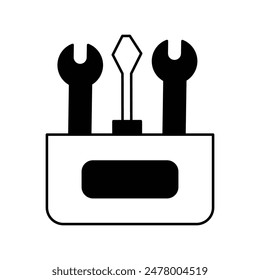 Icono de caja de herramientas con fondo blanco Vector ilustración de stock