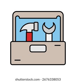 Toolbox-Symbol auf weißem Hintergrund, Vektorgrafik