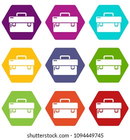 Tool box icons 9 set coloful isolated on white for web
