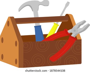 Tool box, illustration, vector on white background