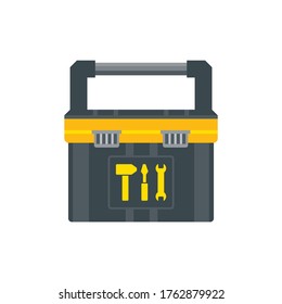 Tool box for instruments. Workman's toolkit. Crate for hand tools. Toolbox in flat style. Vector illustration