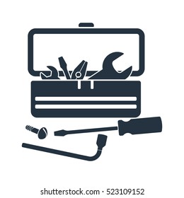 Tool Box, Kit, Isolated Icon On White Background, Auto Service, Car Repair