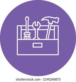 Tool Box line circle icon vector image. Can also be used for web apps, mobile apps and print media.