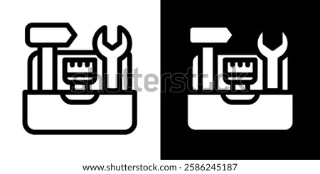 tool box line and glyph icon, outline and glyph vector sign, linear and glyph style pictogram isolated on white and black. labour symbol, logo, icon, illustration