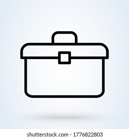 Icono de línea de cuadro de herramientas. Caja de herramientas, kit de herramientas, instrumento. Concepto de construcción.  Ilustración simple del icono del vector de mantenimiento del hogar para la web