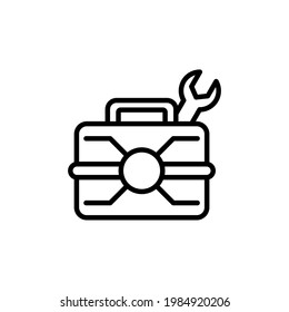 Tool box line icon. Toolbox, toolkit, instrument. Construction concept. Can be used for topics like home maintenance, fixing, repair, renovation. toolbox icon vector symbol illustration.