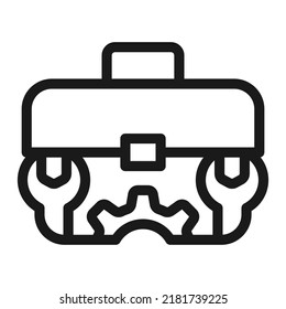Tool box line icon. Toolbox, toolkit, instrument. Fixing, repair and renovation vector illustration