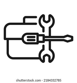 Werkzeugkasten-Zeilensymbol. Toolbox, Toolkit, Instrument. Reparatur, Reparatur und Renovierung von Vektorgrafik