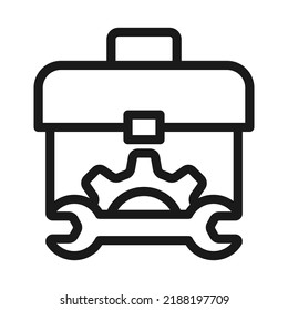 Tool box line icon. Toolbox, toolkit, instrument. Fixing, repair and renovation vector illustration