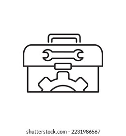 Tool box line icon. Toolbox, toolkit, instrument. Fixing, repair and renovation vector illustration on white background. for app web banner logo design