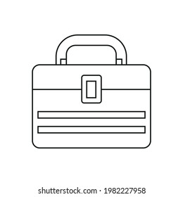 Caja de herramientas bolsa de almuerzo línea de icono traje vector