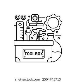 Icono de contorno de caja de herramientas, Ilustración vectorial