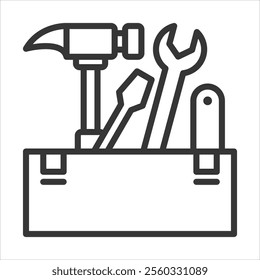 Tool Box Outline Icon Vector Illustration