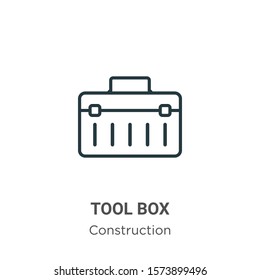 Tool box outline vector icon. Thin line black tool box icon, flat vector simple element illustration from editable construction concept isolated on white background