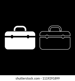 Tool box professional icon outline set white color
