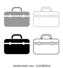 Tool box professional icon outline set grey black color
