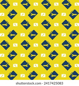 Tool box repeating trendy pattern colorful vector illustration yellow background