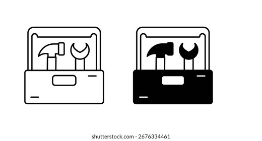 Icono de conjunto de caja de herramientas con fondo blanco Ilustración de stock de Vector