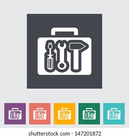Tool box single flat icon. Vector illustration.