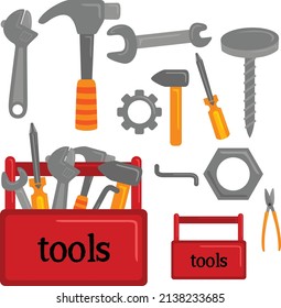 Tool Box with Tools Vector Clipart