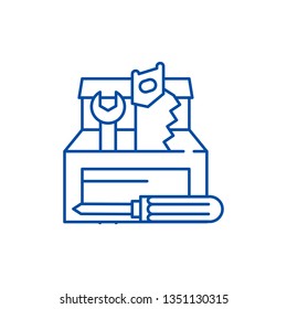 Tool builder line icon concept. Tool builder flat  vector symbol, sign, outline illustration.