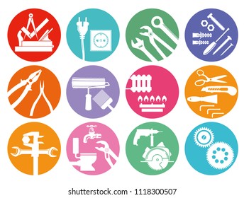tool button collection on white, illustration