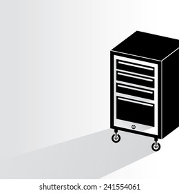 tool cabinet on white background, flat and shadow theme